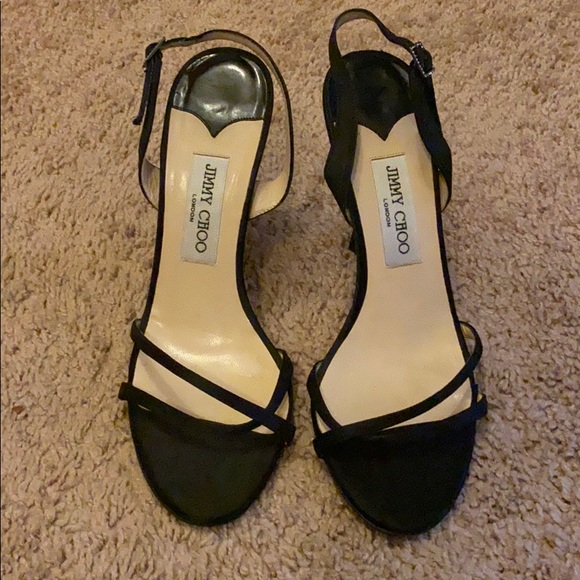 Jimmy Choo India Black Satin Heels Size 38 1/2 - Picture 2 of 5